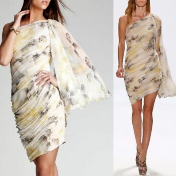 Tadashi Shoji One Shoulder Draped Chiffon Dress - Picture 4 of 13